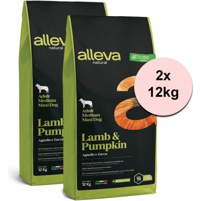 Alleva Natural Adult Medium / Maxi Lamb and Pumpkin 2 x 12 kg