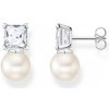THOMAS SABO náušnice Pearl with white stone silver H2248-167-14