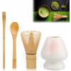 Japonská Súprava na Čaj Matcha 4-dielna: Bambusová Metlička Chasen, Lyžičky, Stojan