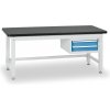Pracovný stôl do dielne BL so závesným boxom na náradie, MDF + PVC doska, 2 zásuvky, 1500 x 750 x 800 mm