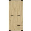 BRW Šatníková skriňa LARA SZF2D2S jaseň belarus nábytkárska doska 90 cm x 197.5 cm x 56 cm