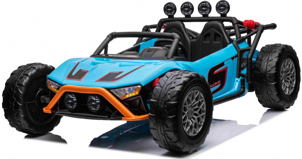 JOKO Veľké Elektrické Autíčko Buggy Racing 5 Dvojmiestne Kožené sedadlo penové kolesá 2x200W nosnosť 50kg modré