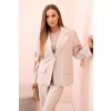 Kesi dámska súprava s viskózou sako s klopami a nohavice s lampasom Alina svetlo béžová