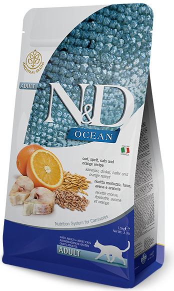 N & D OCEAN Cat Adult Codfish & Orange 1,5 kg