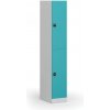 Šatníková skrinka S1 s úložnými boxmi, 2 boxy, 1850 x 300 x 500 mm, zámok s čítačkou RFID kariet, zelené dvere