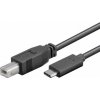 PremiumCord USB-C/male - USB 2.0 B/male, čierny,1m
