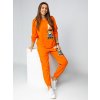 Bolf oranžová dámska dvojdielna tepláková súprava zdobená nášivkami