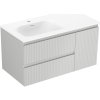 Mexen Rivel, kúpeľňová skrinka 90 cm s umývadlom Vela na ľavej strane, 2S, 1D, drážkovaná, sivá matná/biela matná - 91A23-09047-3-BBFFF62-W23L01