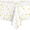Party Vodeodolný obrus so zlatými hviezdami biely 137x274 cm