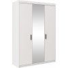Bývaj s nami SK, HELEN šatníková skriňa 3D so zrkadlom, biela LTD