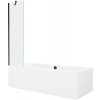 Mexen Cube obdĺžniková vaňa 170 x 80 cm s plášťom a 1 krídlovou zástenou 50 cm, priehľadná, čierna - 550517080X9505000070