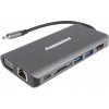 PremiumCord adaptér USB3.1 typ C na HDMI+VGA/ RJ45/ 2xUSB3.0/ SD/ 3,5mm/ PD charge (KU31DOCK08)