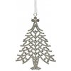 Vianočná dekorácia stromček na zavesenie s flitrami zlatý/strieborný 1ks, 0,2x7,5x10 cm - Stříbrný