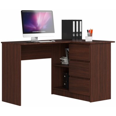 Akord 3xEliving LYNNA Desk B16 RIGHT WIDE Malý rohový písací stôl s tromi zásuvkami, pravá strana, Rozmery: Výška: 77 cm, Šírka: 124,5 / 85 cm, Hĺbka: 45 / 48,5 cm