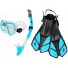 ACRA Šnorchlovacia súprava 3 v 1, svetlomodrá, L/XL, plutvy veľkosť 42 – 47, maska, šnorchel
