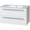 Mereo Bino Skrinka s umývadlom 101x55x46 cm, 2 zásuvky, lesklá biela CN662