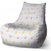 Sablio Sedací vak Bean Ružové korunky na bielej - 100 x 90 x 45 cm