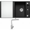 Blanco AXIA III 5 S čierna s excentrom + sklenená krájacia doska 525844 + Blanco MILA chróm 519414