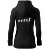 Evolúcia volejbal smeč - Mikina dámska trendy zipper s kapucňou - XS ( Čierna )
