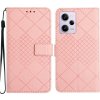 Peňaženkové kožené puzdro Rhombic Grid na Xiaomi Redmi Note 12 Pro+ 5G - Ružová