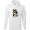 Hlava vlka kreslená - Mikina pánska Cape s kapucňou - 2XL ( Biela )