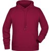 James & Nicholson Mikina s kapucí JN 8024, raglánová, pánská COT02802405413-wine 3XL Vínová