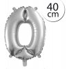 FUN RAG 4Silver-202524 Mini fóliový balón číslo 0 strieborný 40 cm, 1 ks