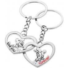 Šperky eshop Prívesok na kľúče pre dvojicu Mickey a Minnie v srdciach S27.29