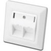 Digitus čelní deska pro Keystone Jacks, 2x prachový kryt RJ45, střední deska 80x80 +, čistě bílá