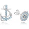 MINET JMAS8052AE00 - Letné strieborné náušnice RUDDER a ANCHOR s modrými zirkónmi
