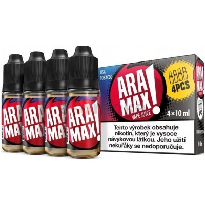 4-Pack USA Tobacco Aramax e-liquid, obsah nikotínu 18 mg