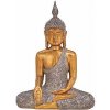 Nefertitis Budha dotýkajúci sa krajiny thajská soška kolorovaná hnedozlatá 32 cm - 32 cm