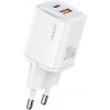 USAMS CC254 rýchlonabíjací adaptér s portami USB-C / USB-A - 30W - biely - možnosť vrátiť tovar ZADARMO do 30tich dní