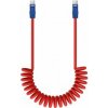 NoName Kabel Newell USB-C - USB-C 100W, 1,5 m, silikonový, spirálový, červeno-tmavomodrý