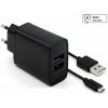 Nabíjačka do siete FIXED Smart Rapid Charge 15W s 2xUSB výstupom a USB/micro USB káblom 1m čierna (FIXC15-2UM-BK)