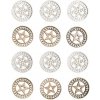 Drevené vianočné ozdoby 12ks kruhy - vločka a hviezda