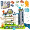 PARKOVANIE DRÁHA DINOSAURUS GARÁŽ S VÝŤAHOM ŽELEZNICA MEGA PARK DINOSAUROV