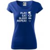 Stolný tenis - eat sleep - Dámske tričko Pure - L ( Kráľovská modrá )