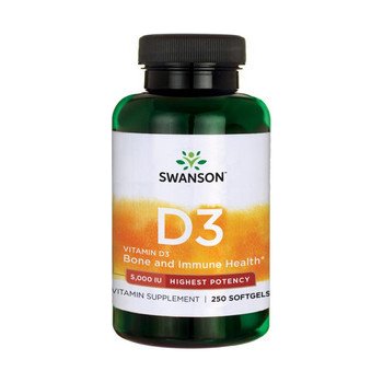 Swanson Vitamín D3 5000 IU 250 softgel kapsúl