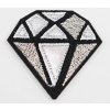 Nažehľovacia záplata - diamant - rozmer 4,5 cm x 5 cm - strieborná, čierna