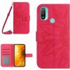 Peňaženkové kožené puzdro Skin Feel Sun Flower na Motorola Moto E20 / E30 / E40 - Rose Red