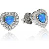 GOLDIE Strieborné náušnice srdiečka s modrým opálom LEAS182.KM