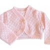 Dievčenské pletené, ažúrkové bolerko, dl. rukáv - sv. ružové, veľ. 80