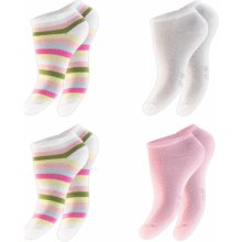 Footstar Detské bavlnených členkových ponožiek Prúžkované Ružová 4 páry