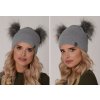 Fashionweek Dámska zimná čiapka s dvoma brmbolcami ZIZI-H2 Farba: Šedá, Veľkosť: Universal