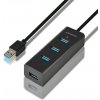 AXAGON HUE-S2BL, 4x USB3.0 CHARGING hub 1.2m kábel, micro USB nap. konektor HUE-S2BL