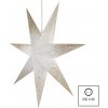 EMOS LED hviezda papierová závesná so zlatými trblietkami na okrajoch, biela, 60 cm, vnútorná DCAZ07