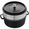 Staub Liatinový hrniec s pokrievkou as naparovacou vložkou Cocotte, Ø 24 cm / 3,8 l, čierna 1010559