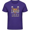 Akciové Gildan Soft-Style Tričko - All I Need is Beer - Purple - XL - Pánske