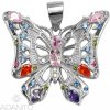 ADANITO SLP826 - Strieborný prívesok motýľ s farebnými zirkónmi